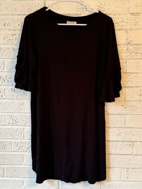 Max Studio Black Casual Ruffle Sleeve Mini Dress Size S | 0196